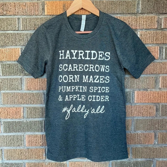 LIKE NEW, Fall Autumn T-Shirt, Short sleeve, Fall Y’all, Gray - Picture 2 of 5